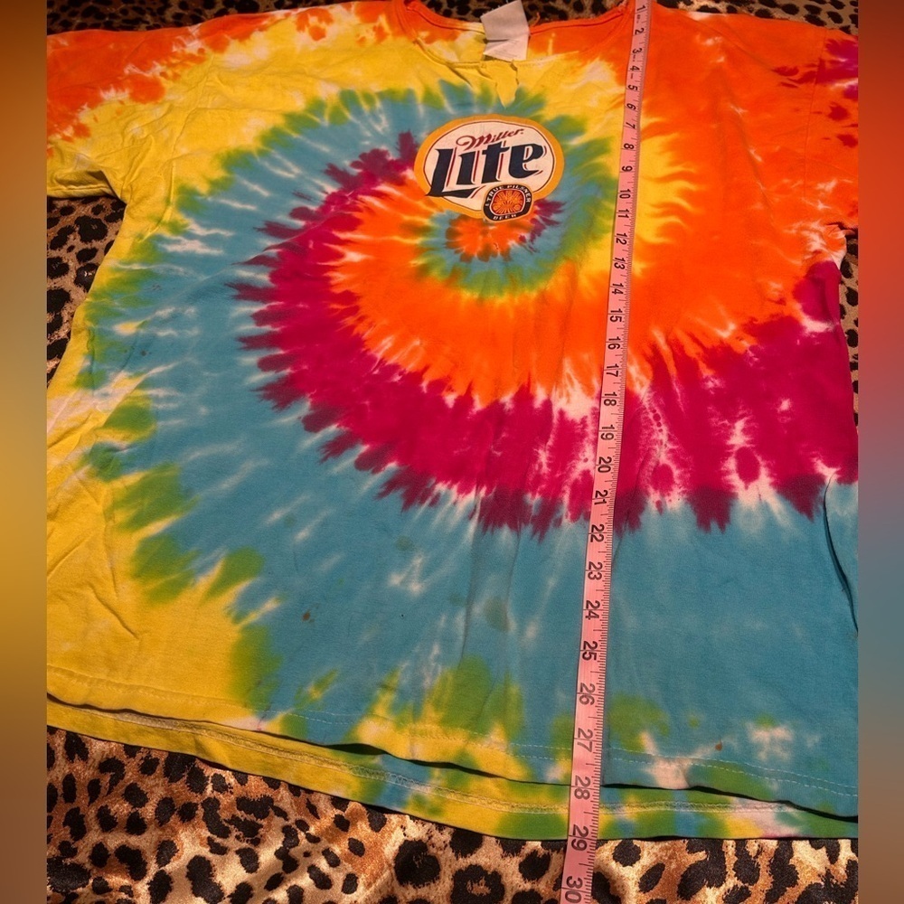 Vintage Miller Lite Tie Dye T Shirt *Cut Neckline* - Picture 5 of 7